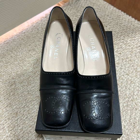 Black Chanel Block Heel 6.5 - Picture 1 of 3